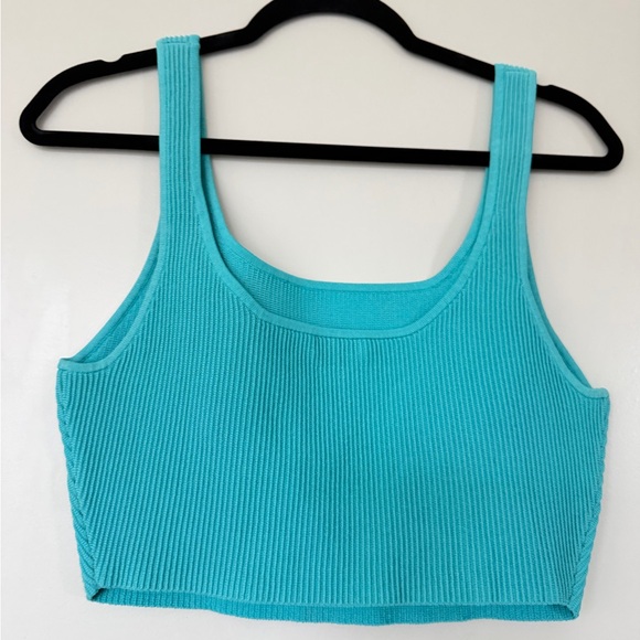Babaton Turquoise Ribbed Crop Top - Picture 2 of 3